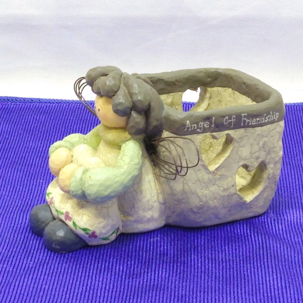 Angel Of Friendship Ceramic Candle Planter Holder Figurine RARE Collectible